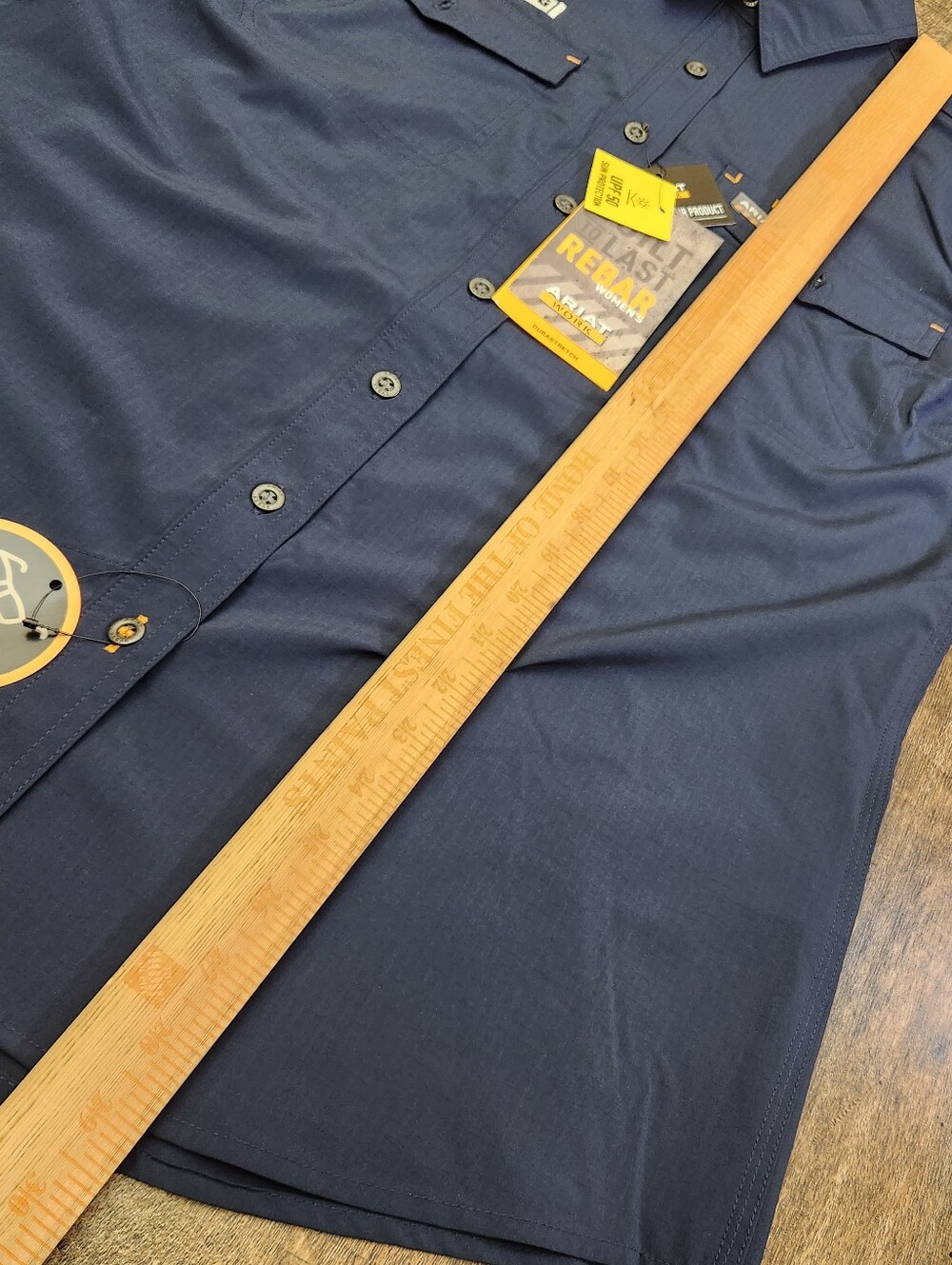 Ariat Rebar VentTEK DuraStretch Work Shirt Womens Large Navy Blue Pocket UPF 50 - Picture 7 of 8
